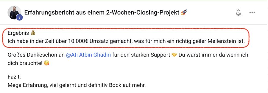 10.000€ Umsatz in 2 Wochen