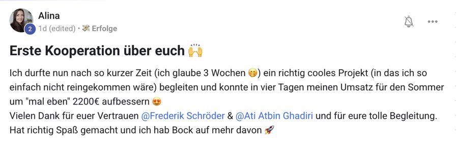 Alina: 2.200€ in 4 Tagen